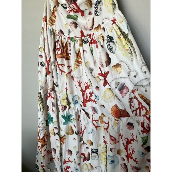 NEW Commense Coral Beach Crop Top & Skirt Tiered Maxi Set Women’s Sz L Resort - Picture 6 of 12